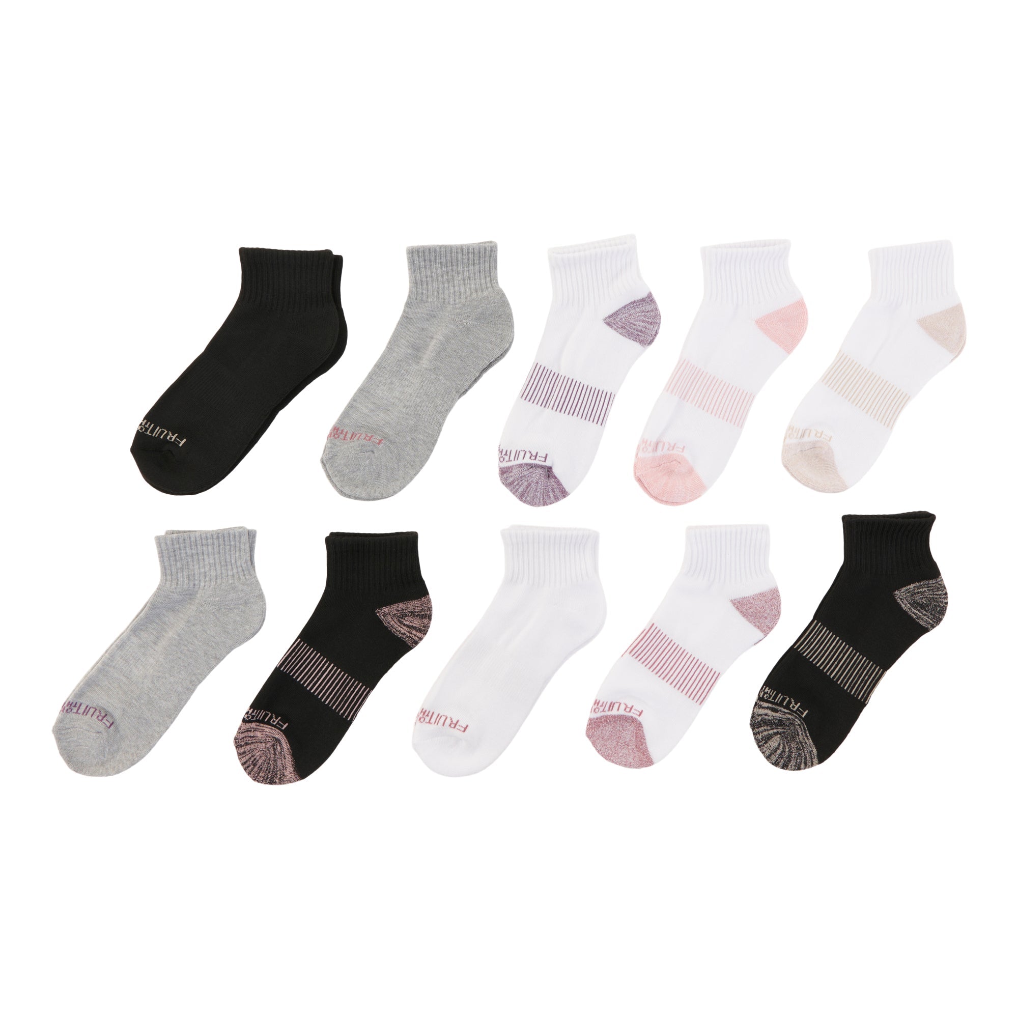 Fruit of the Loom Women's Sport Socks, 10-Pack, Assorted