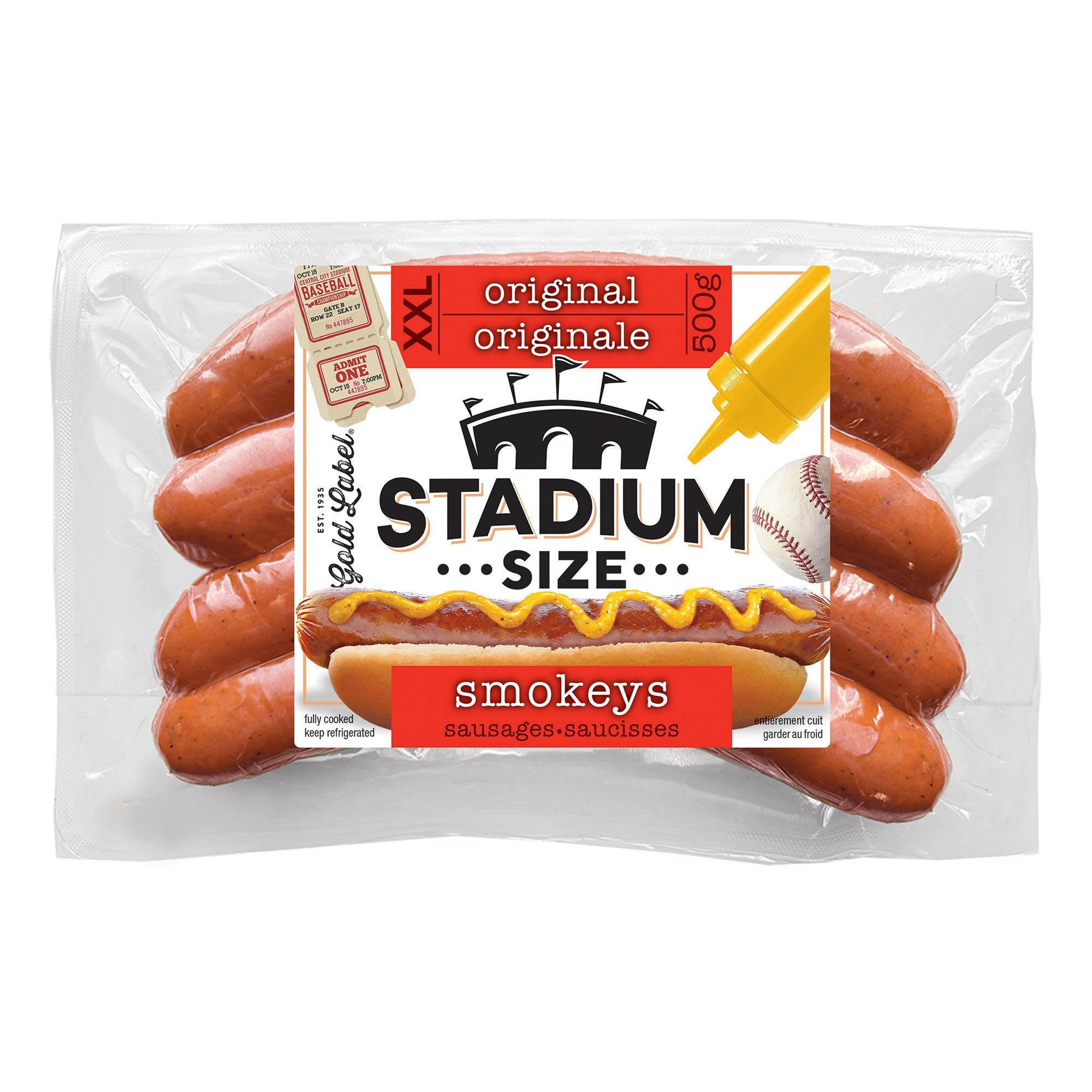 Gold Label Stadium Original Sausage, 500 g