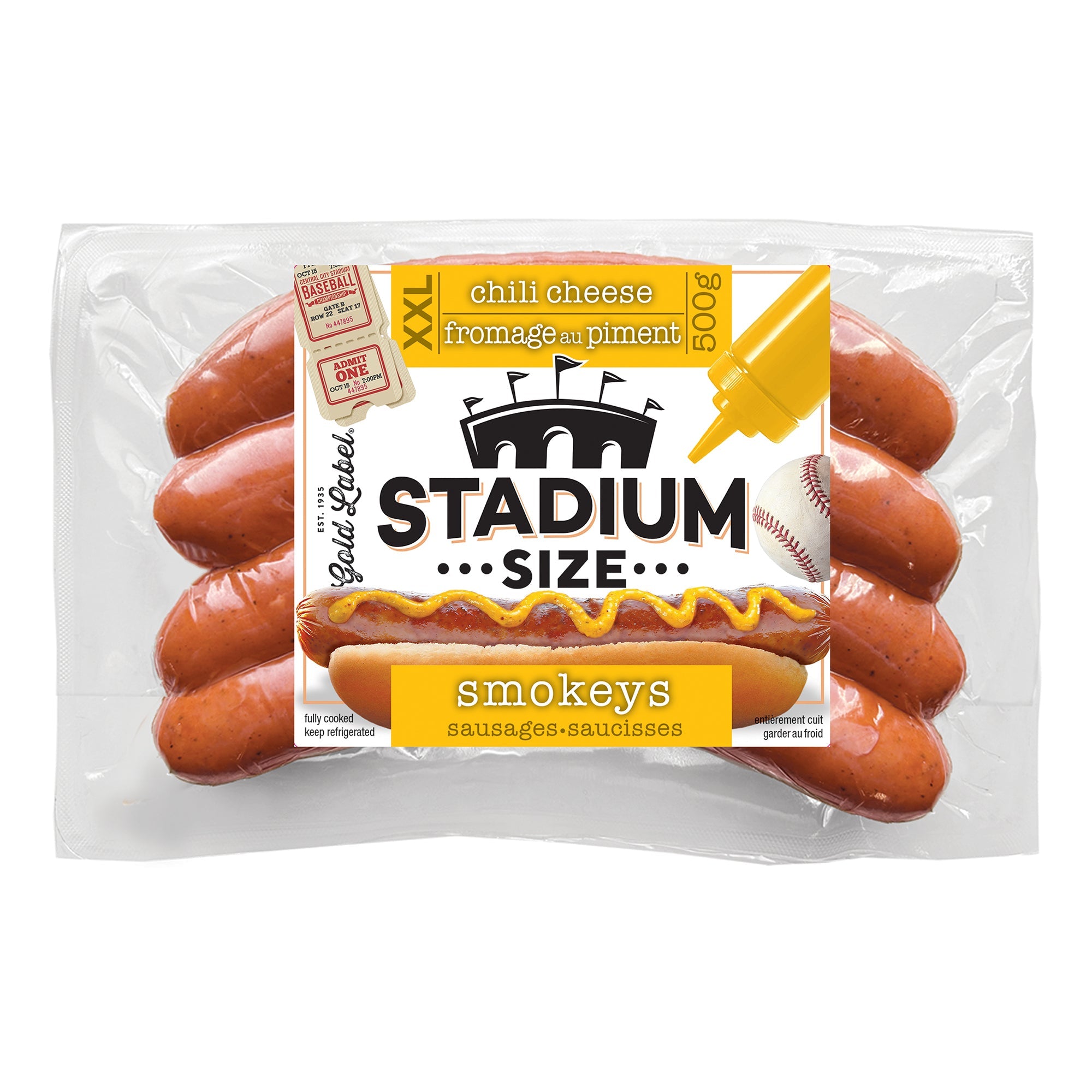 Gold Label Stadium Chili Cheese Sausage, 500 g