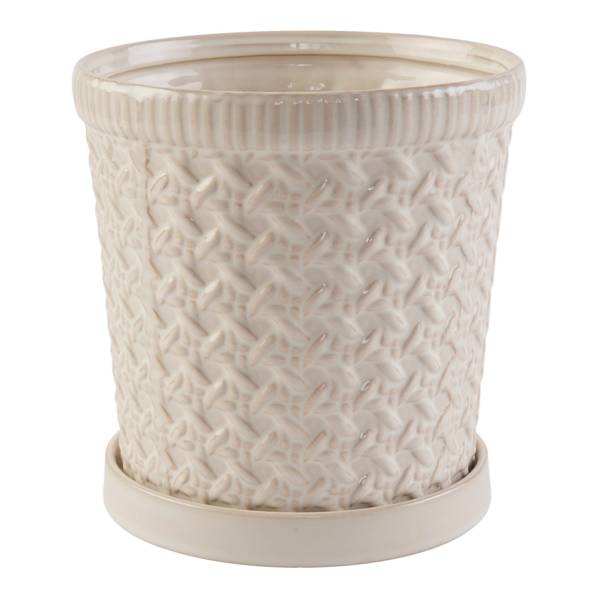 Jardinière d’aspect tissée en céramique, grande, 7,5 po x 8 po