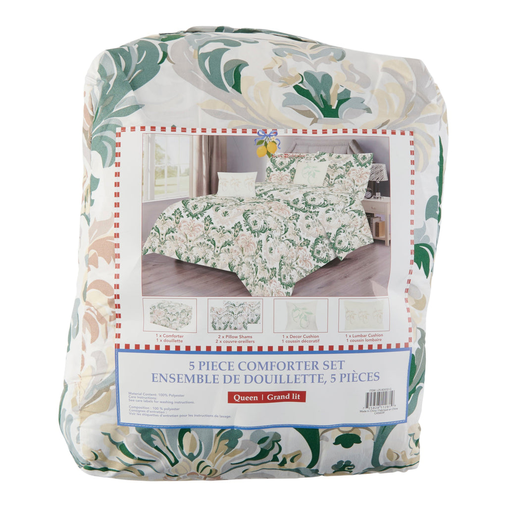 Reversible Comforter Set, Queen, 5 Piece