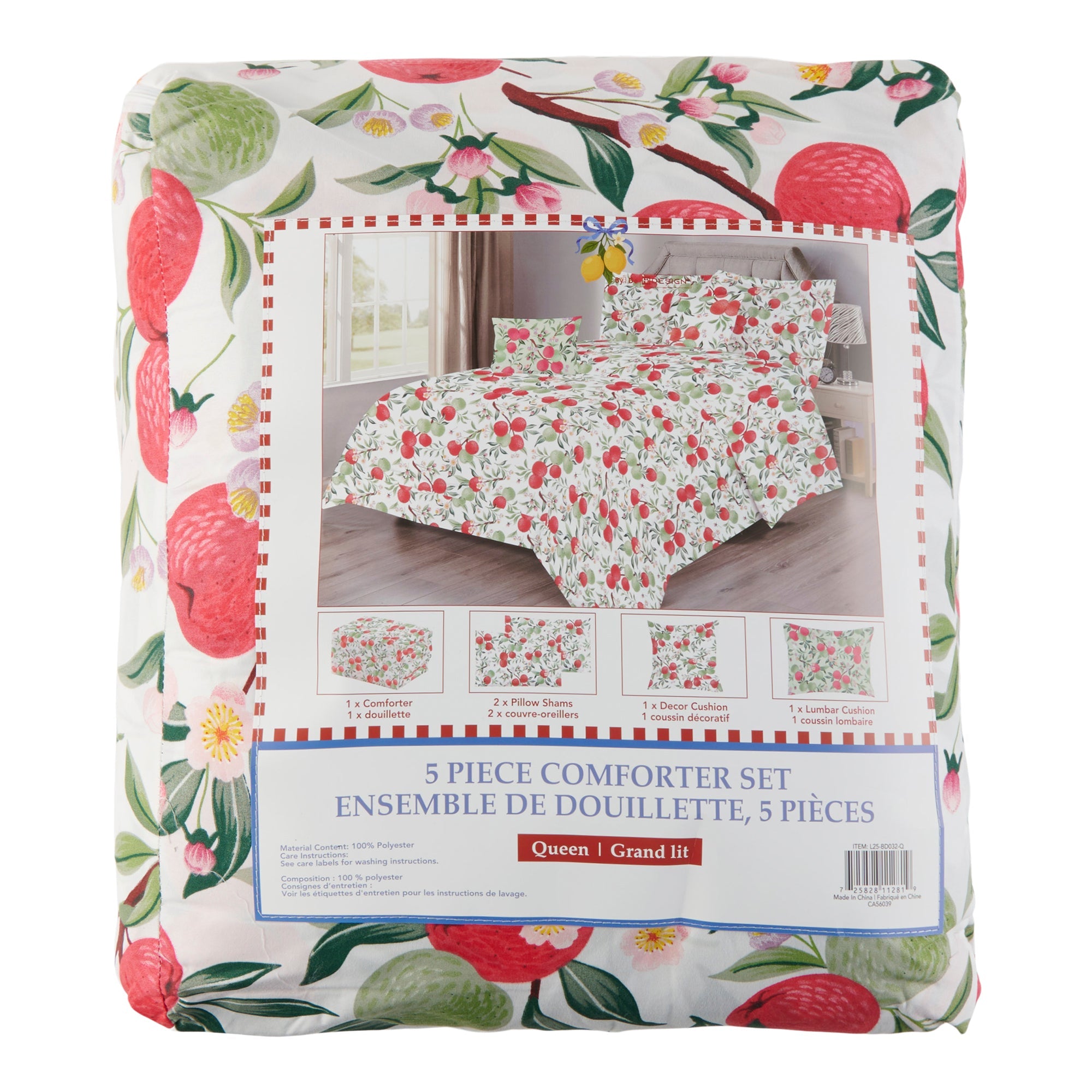 Reversible Comforter Set, Queen, 5 Piece