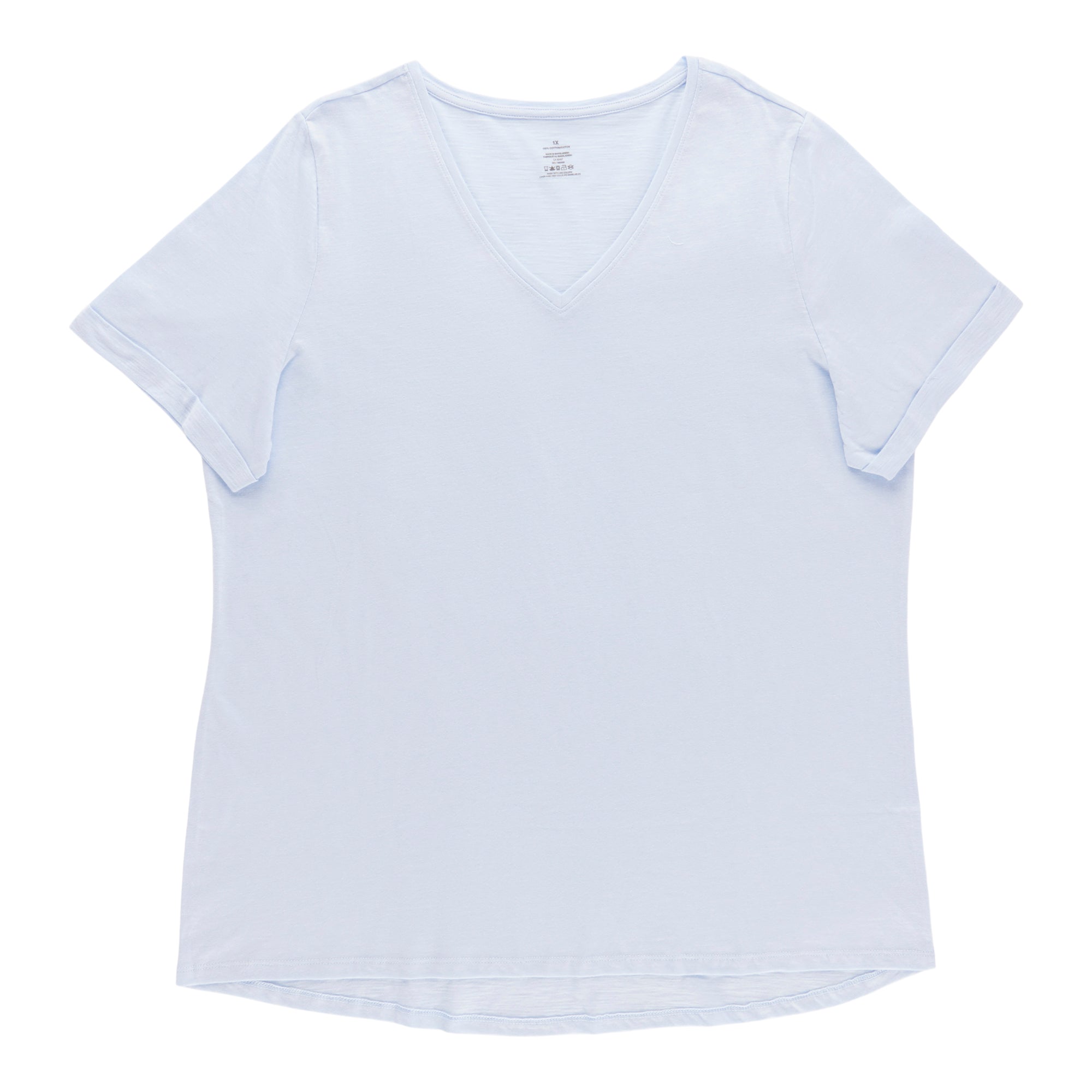Women's Plus Rolled Sleeve V-Neck T-Shirt