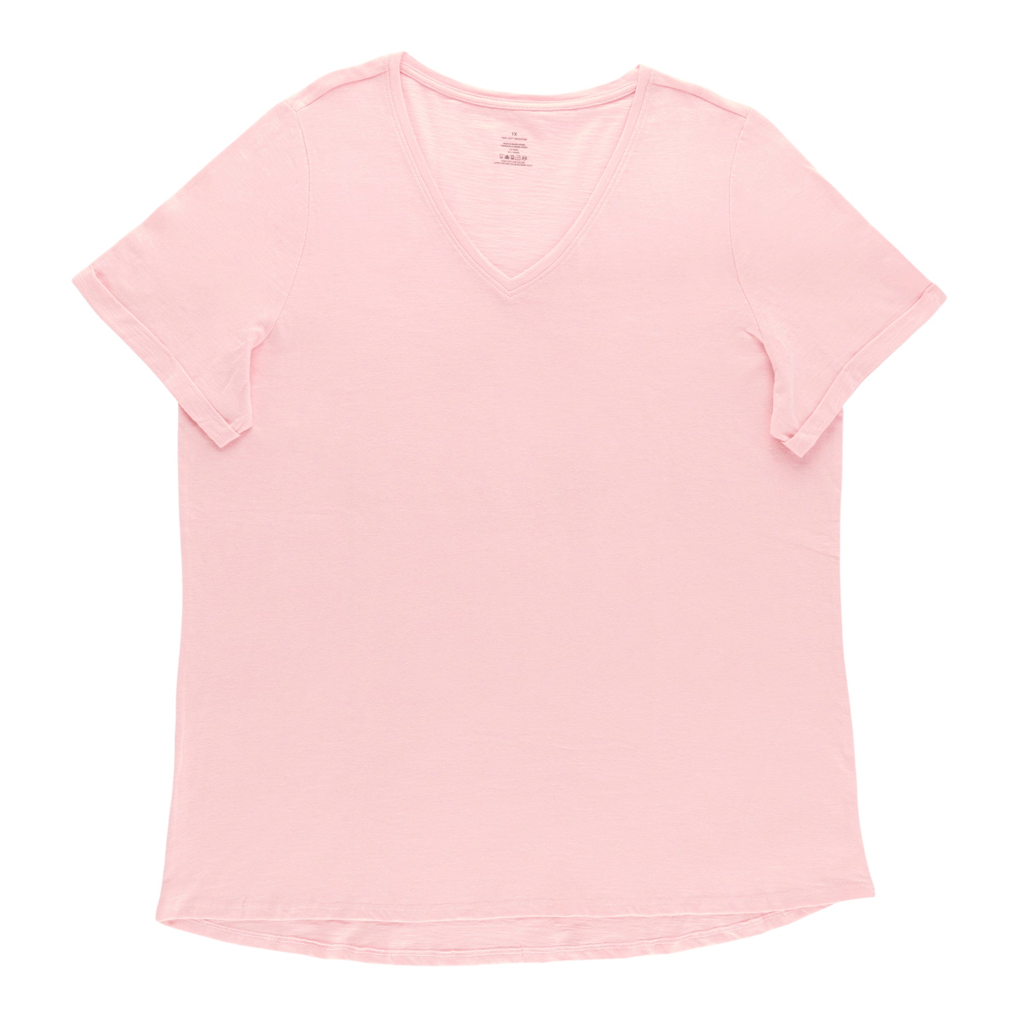 Women's Plus Rolled Sleeve V-Neck T-Shirt