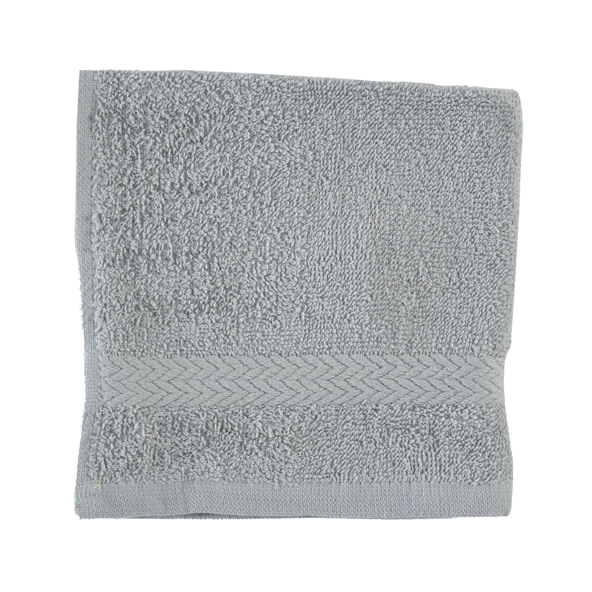 Regal Soft Cotton Face Cloth, Chevron Dobby Striped, Grey, 13-in