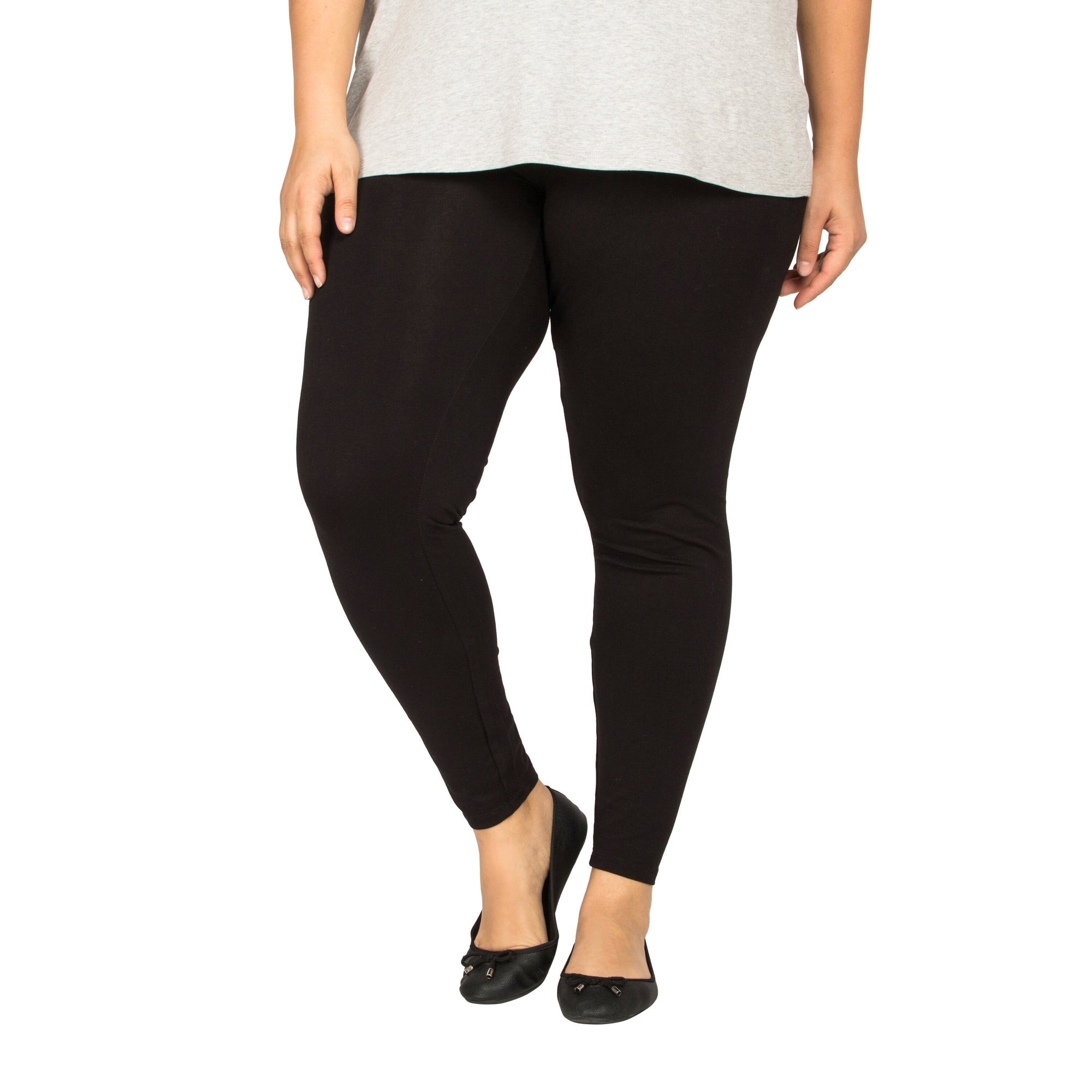mySTYLE Women's Plus Leggings with Non-Slip Waistband, Black