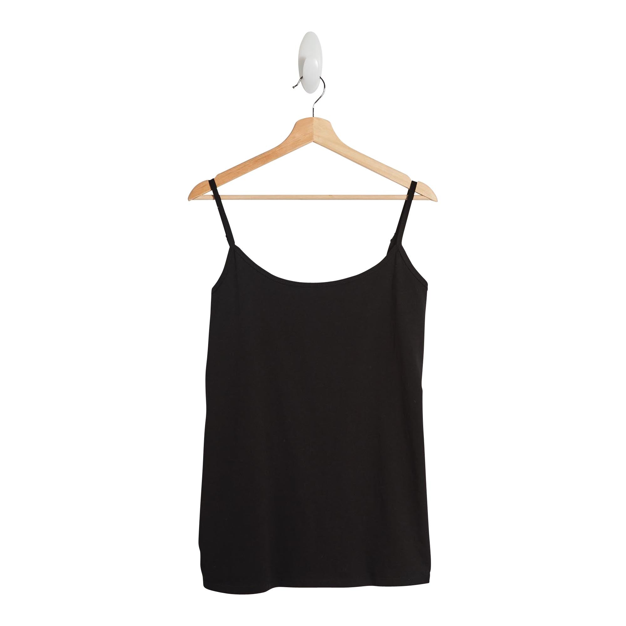 mySTYLE Women's Plus Scoop Neck Cami Top with Adjustable Spaghetti Straps, Black