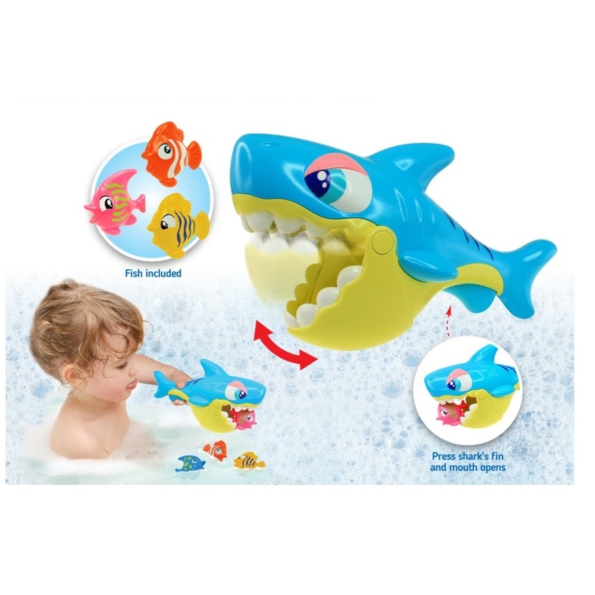 Happy Kid Toys Shark Fish Grabber Bath Toy, Multicolour