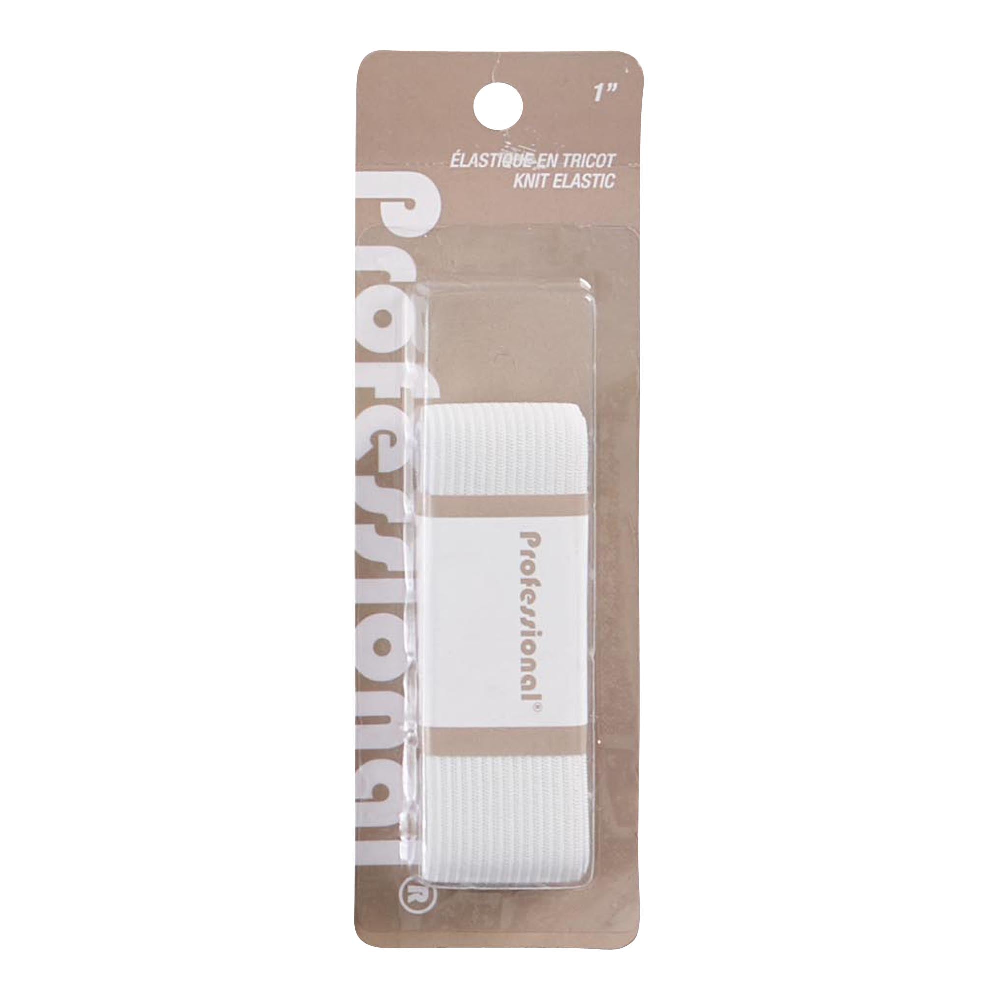 Professional Washable Knit Elastic, 1-in, White
