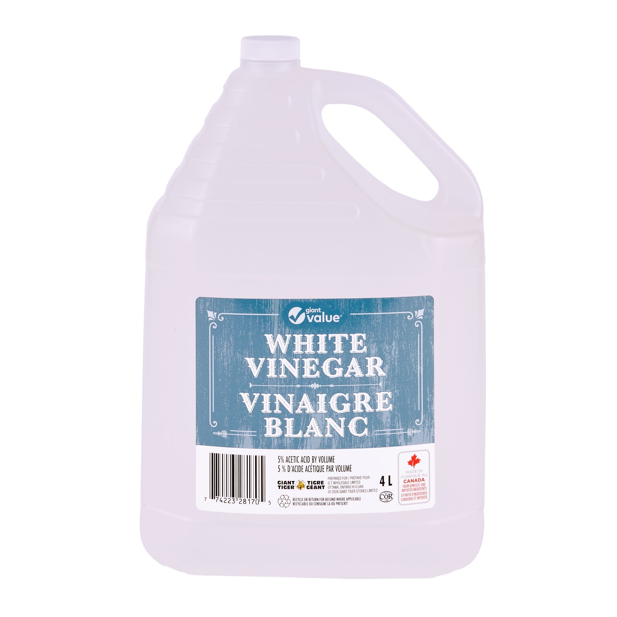 Giant Value White Vinegar, 4 L