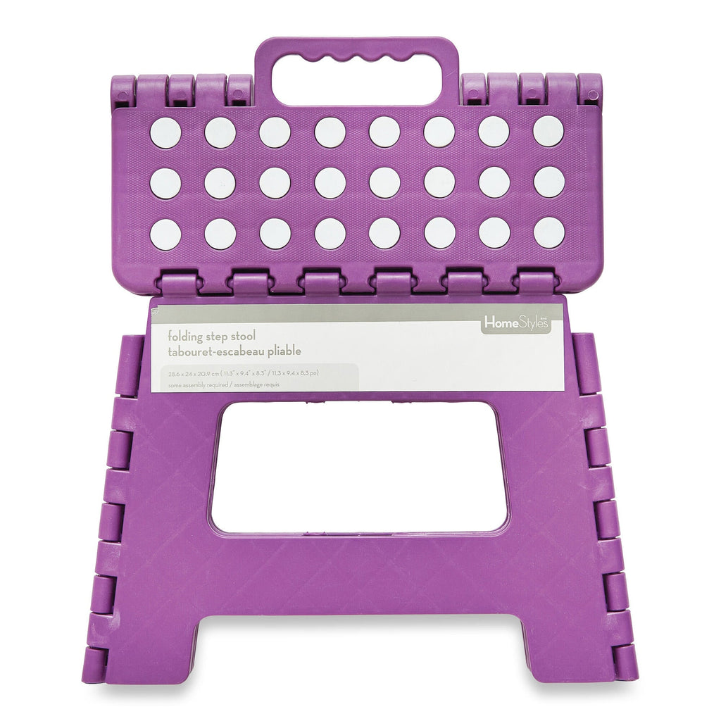 HomeStyles Folding Plastic Step Stool, Assorted Colours