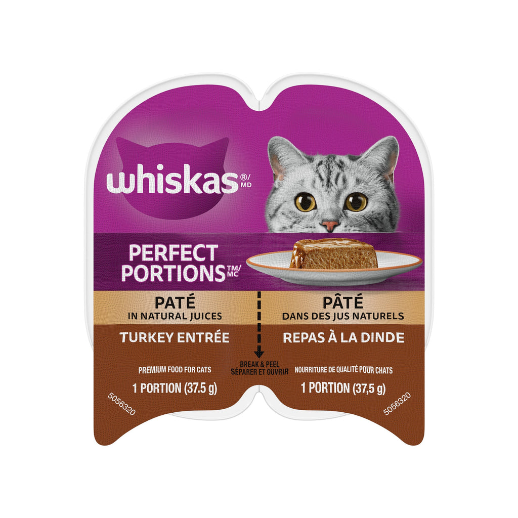 WHISKAS PERFECT PORTIONS Wet Cat Food Paté, Turkey, 75 g