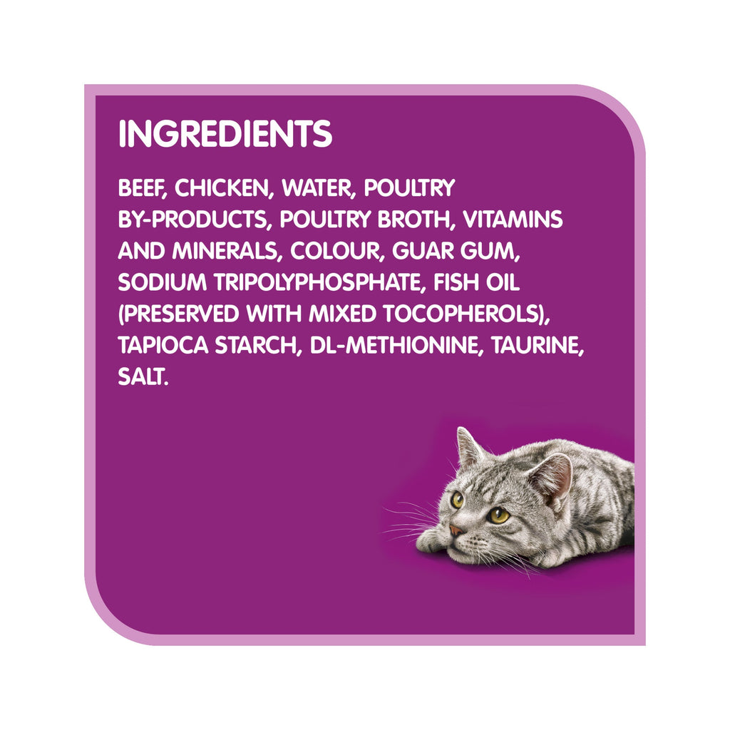 WHISKAS PERFECT PORTIONS Wet Cat Food Paté, Beef, 75 g