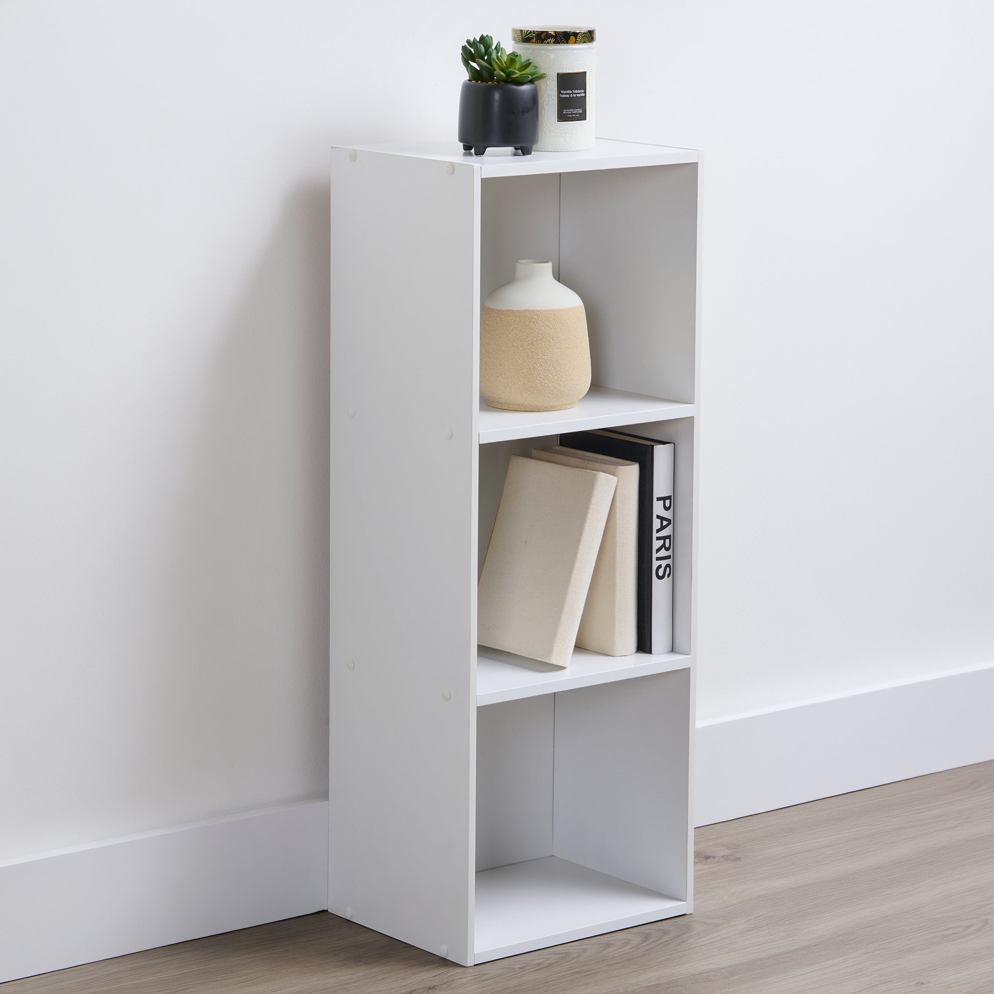 HomeStyles 3-Tier Particle Board Bookcase, 31.3-in x 9.3-in, White