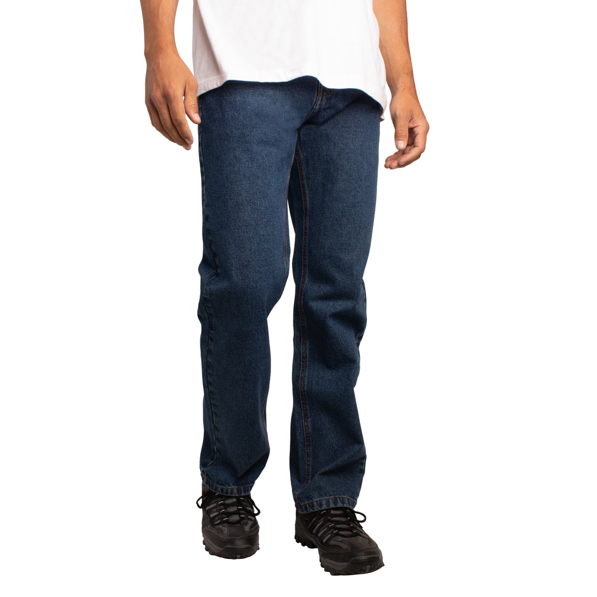 Mountain Ridge Men's Denim Pants with Zip and Button Fly, Blue