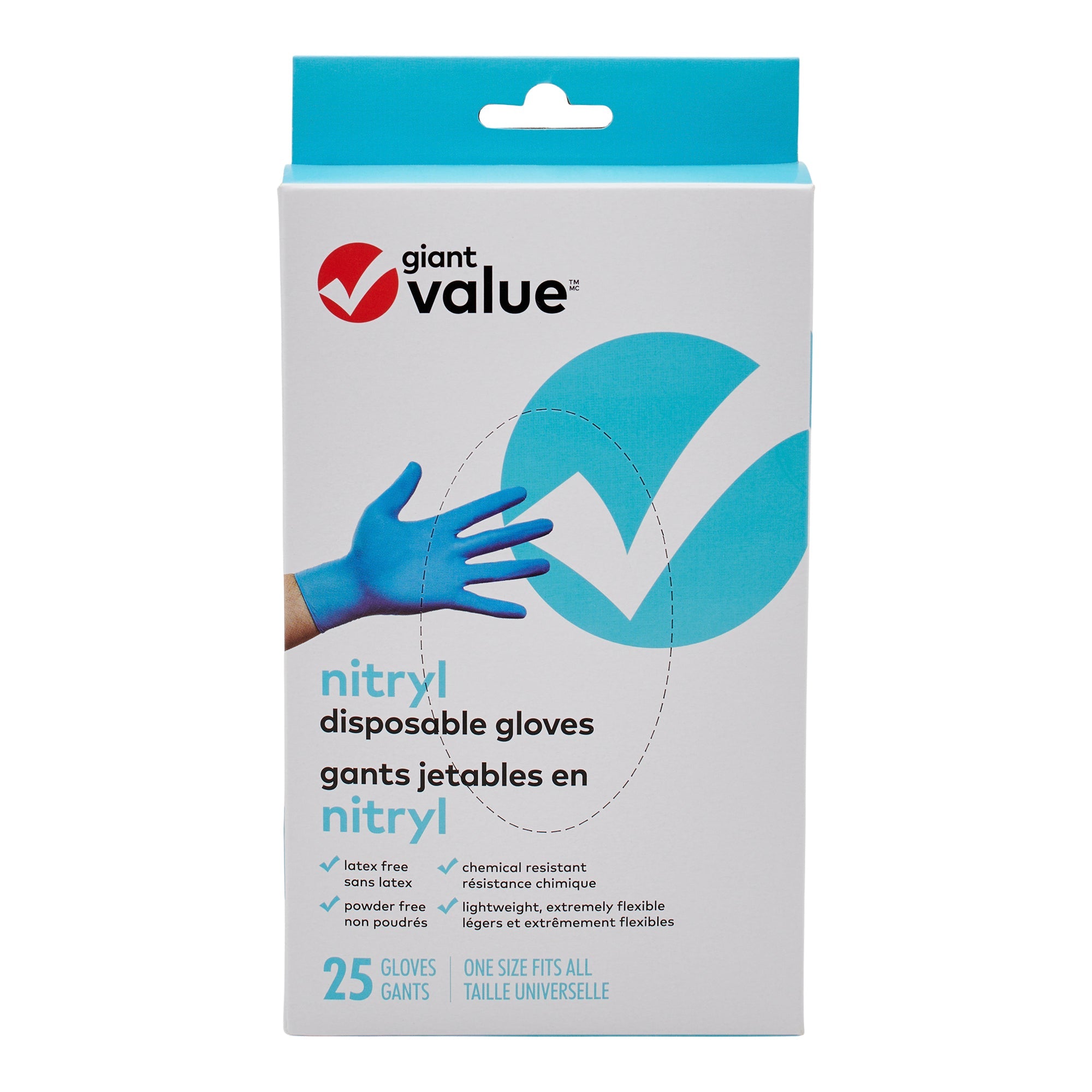 Giant Value Disposable Nitryl Gloves, 25-Pack