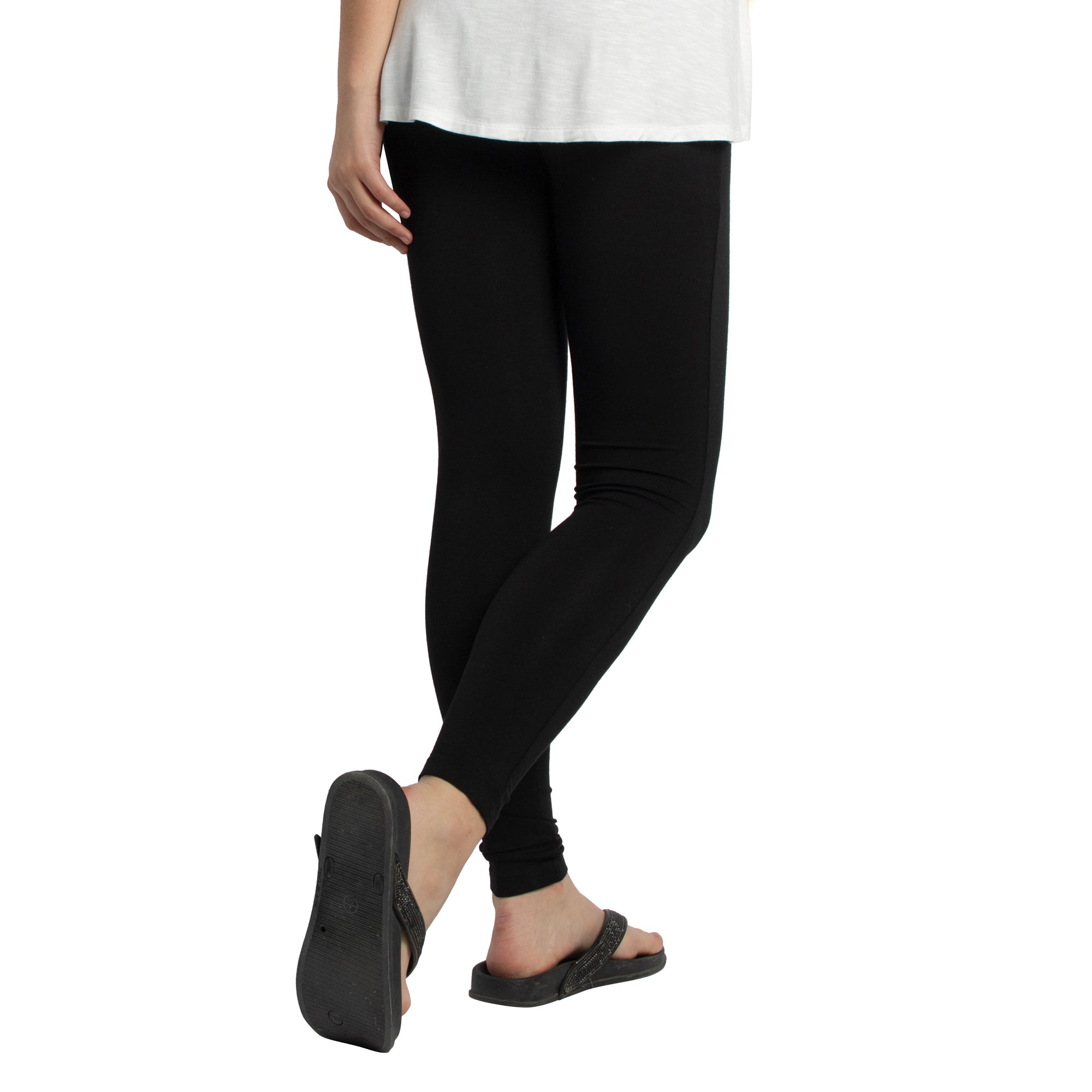 lily morgan Women's Mid-Rise Viscose Leggings with Comfort Waistband, Black