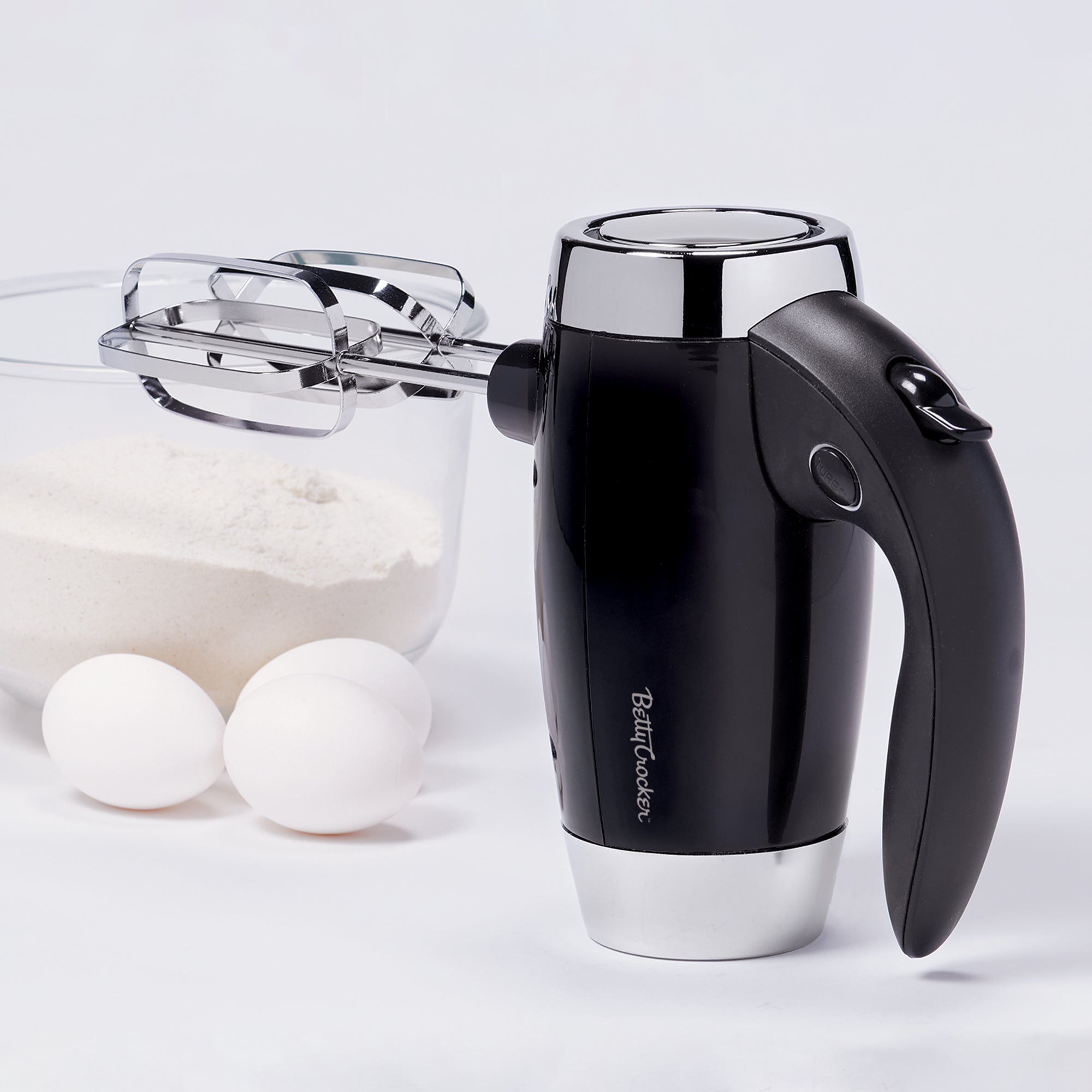 Betty Crocker 7-Speed Hand Mixer with Chrome Plated Beaters, Black