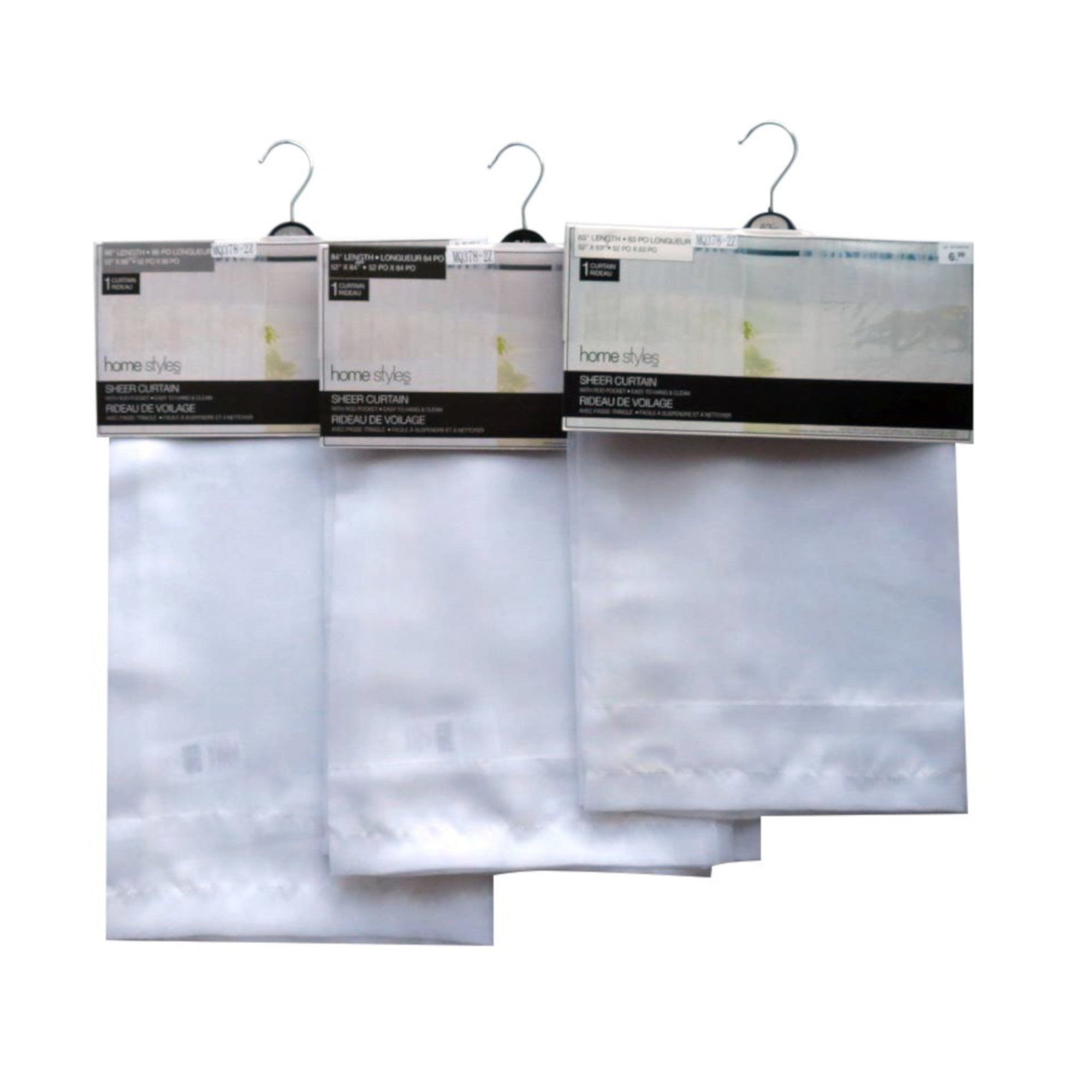 HomeStyles Sheer Curtain Panel with Rod Pocket, White, 54-in x 84-in.