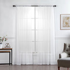 HomeStyles Sheer Curtain Panel with Rod Pocket, White, 54-in x 84-in.
