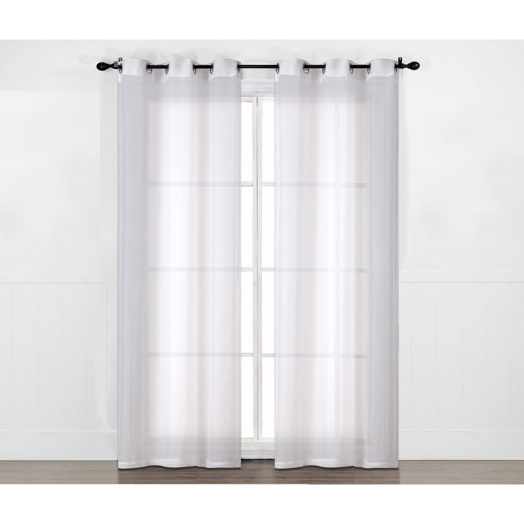 HomeStyles Sheer Curtain Panel with Grommets, White, 52-in x 84-in.