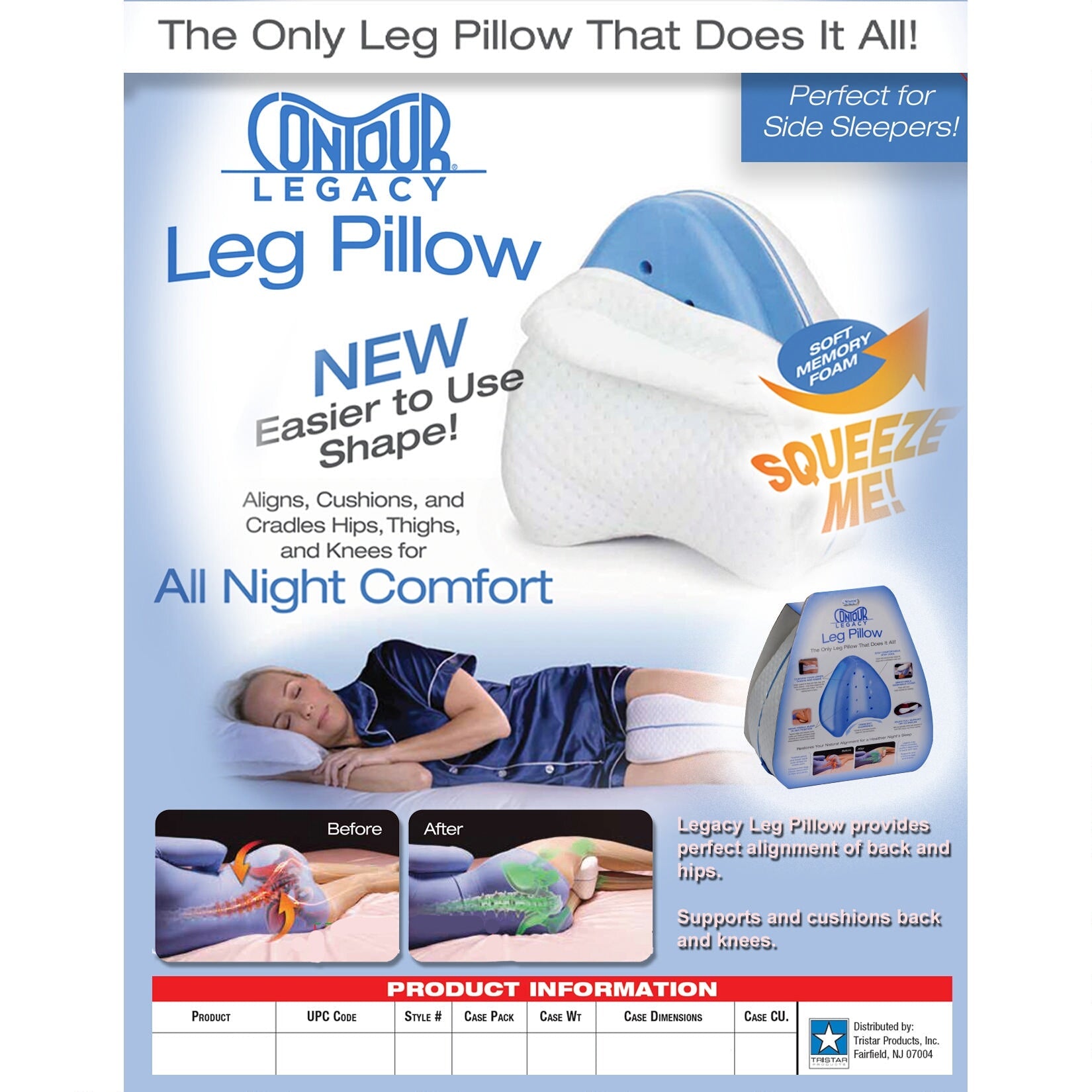 As Seen On TV Contour Legacy Ergonomic Leg Pillow, White